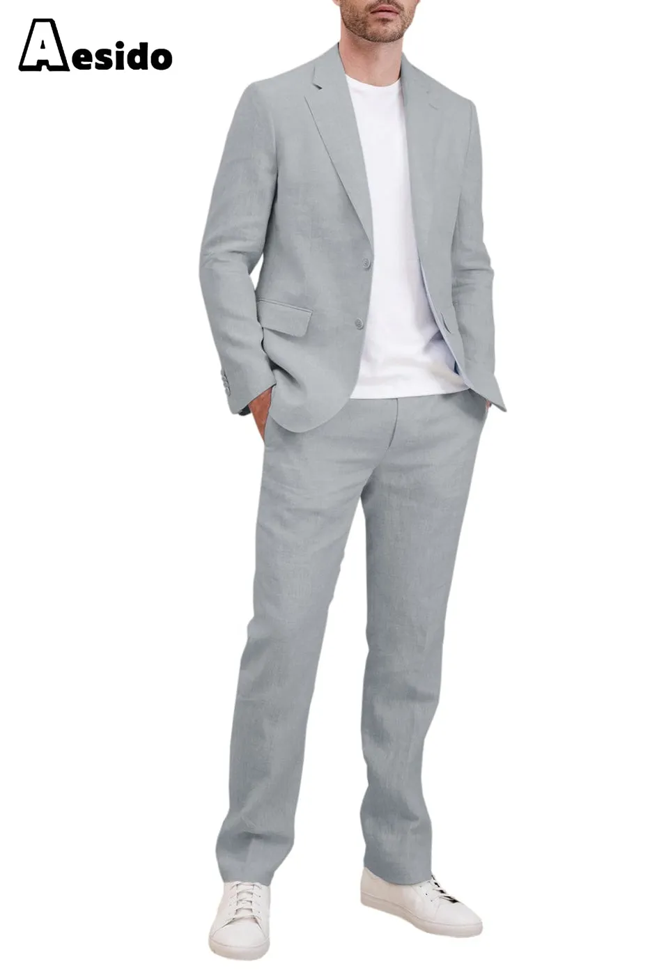 2 Piece Casual Notch Lapel Men's Suit (Blazer Pants)