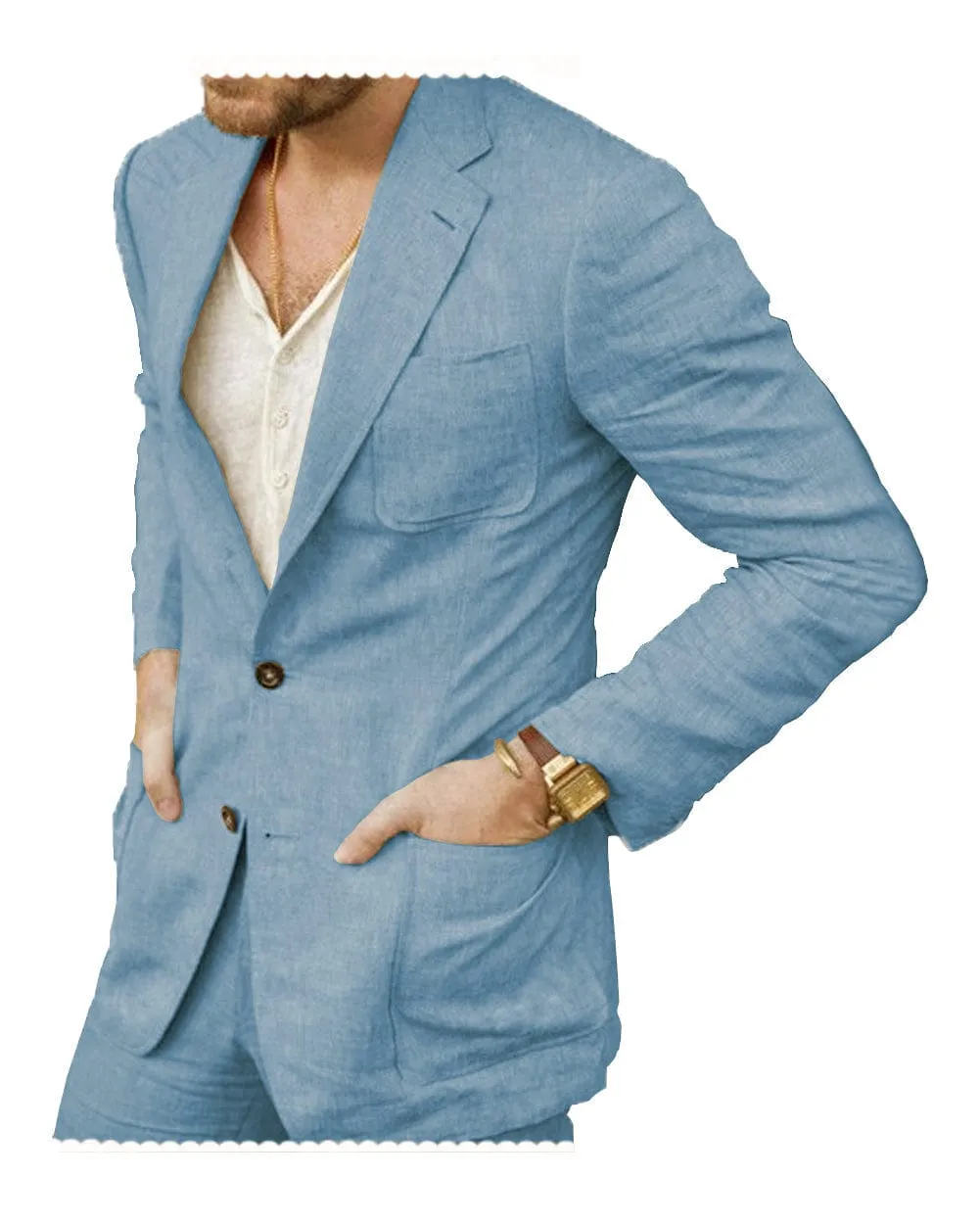 2 Pieces Casual Mens Suit For Leisure (Blazer   Pants)