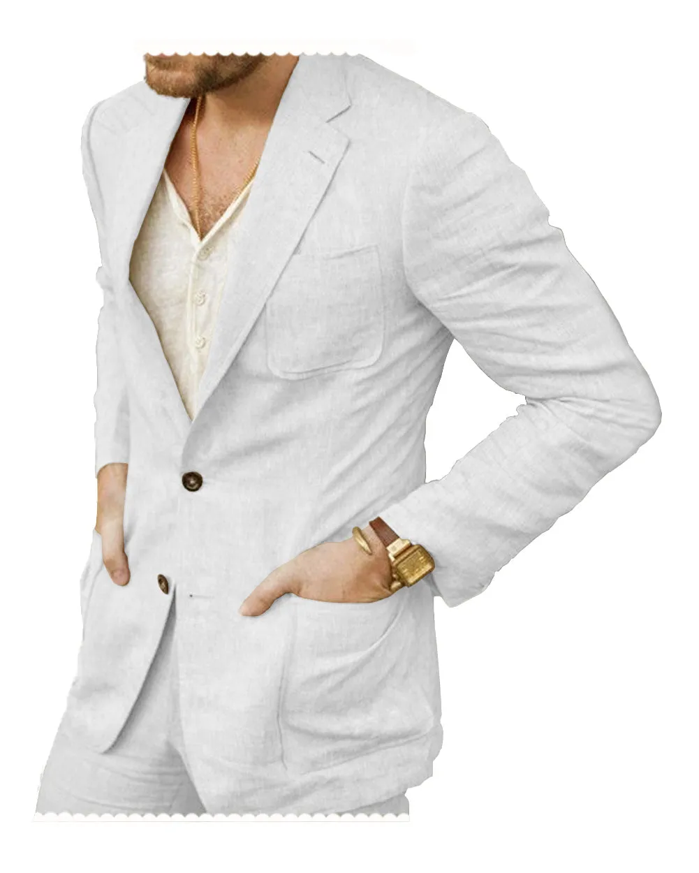 2 Pieces Casual Mens Suit For Leisure (Blazer   Pants)