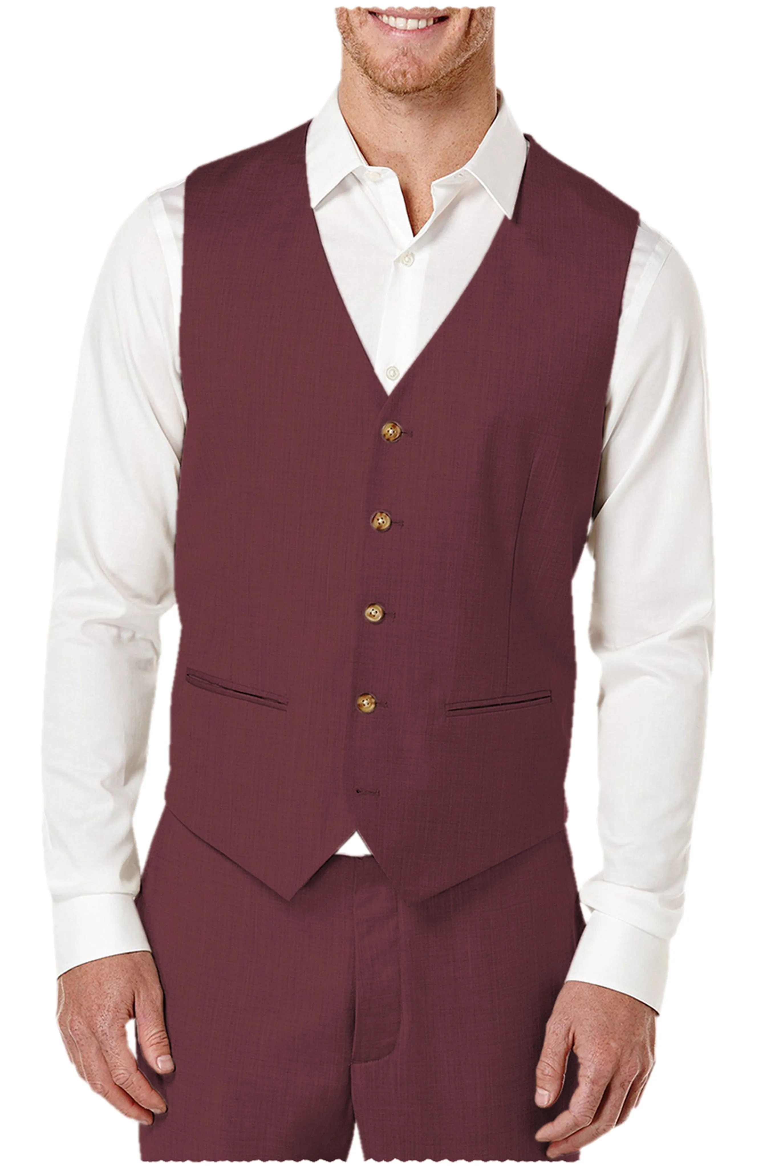 2 Pieces Single Brasted V Neck Men's Vest (Waistcoat Pants)