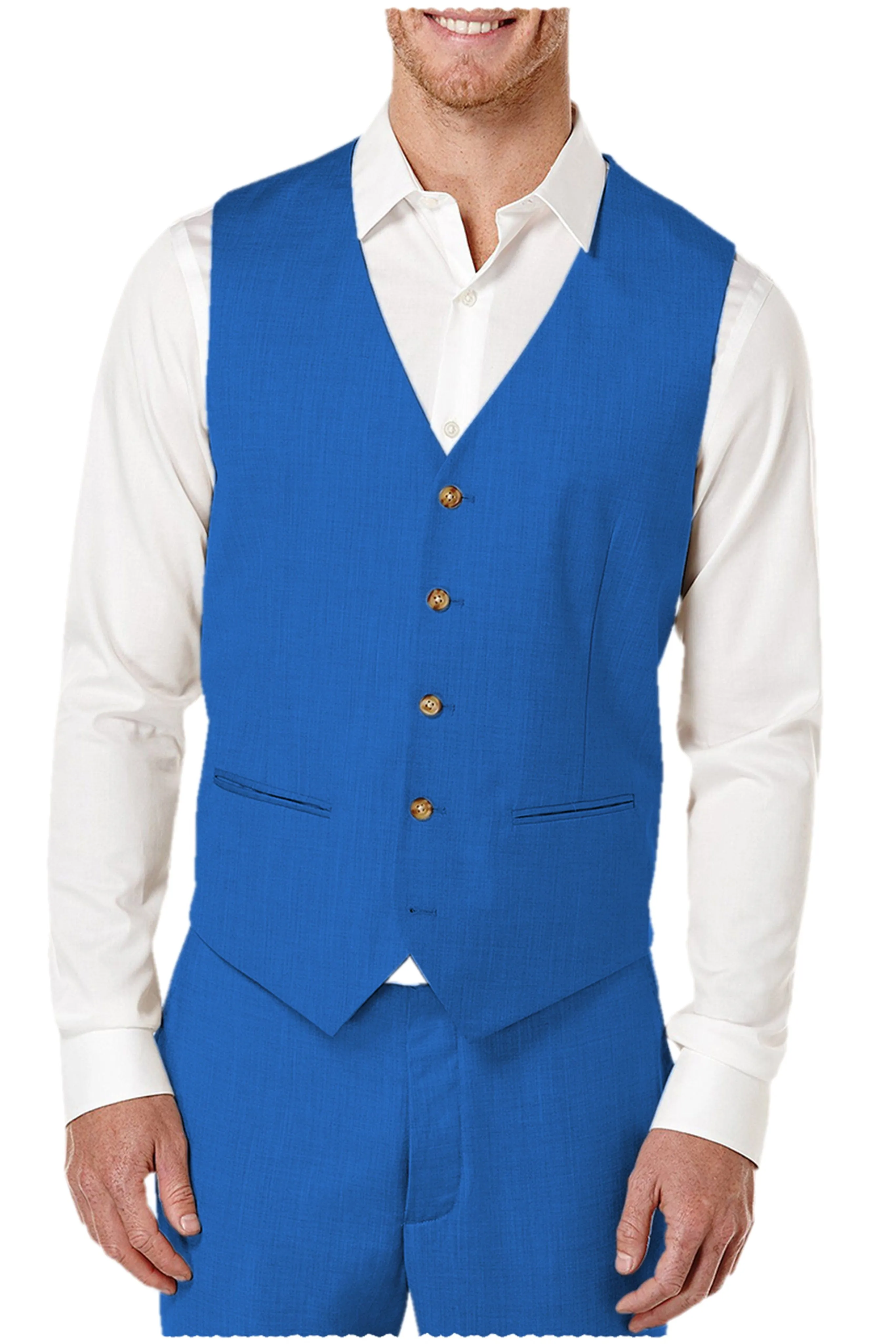 2 Pieces Single Brasted V Neck Men's Vest (Waistcoat Pants)