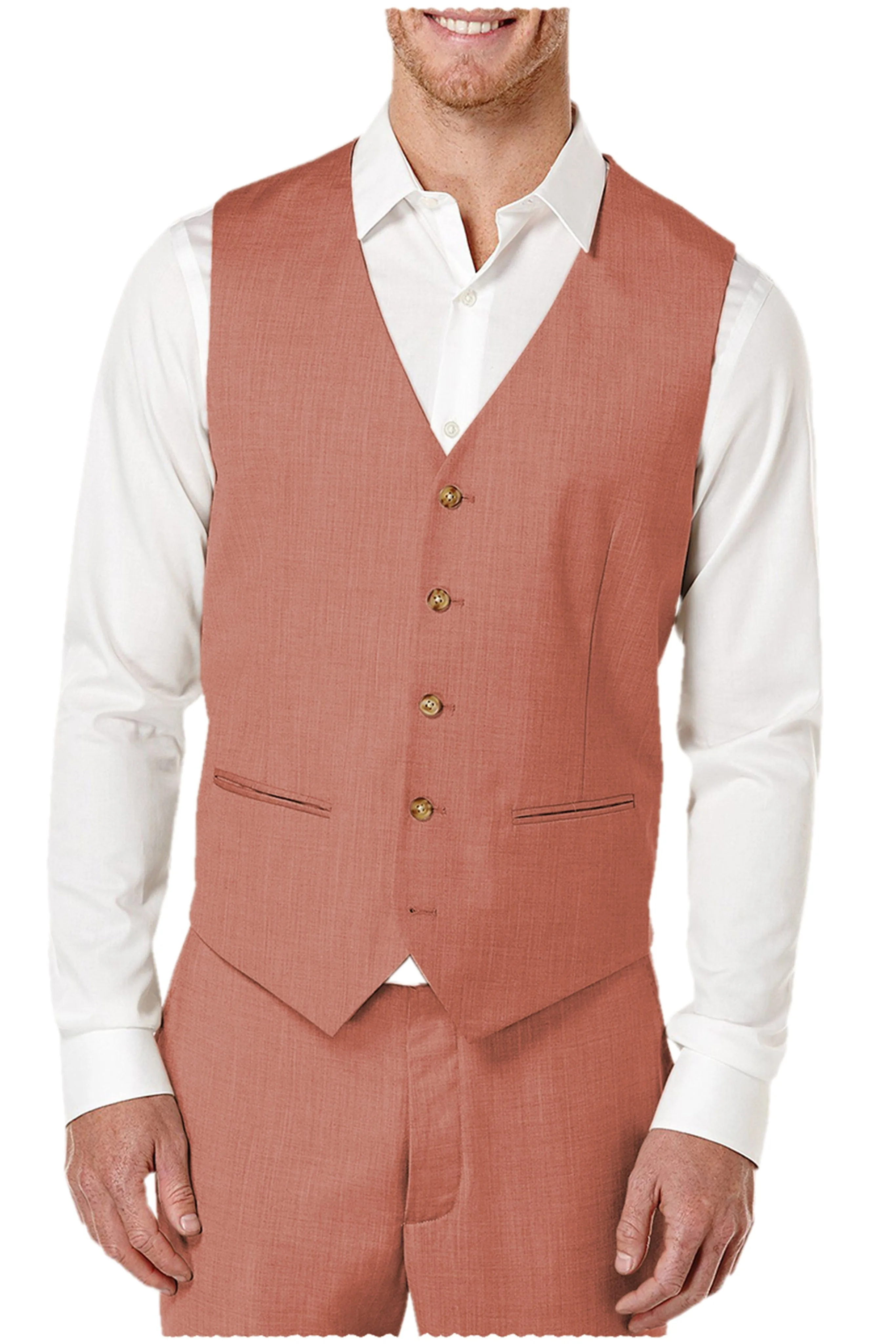 2 Pieces Single Brasted V Neck Men's Vest (Waistcoat Pants)