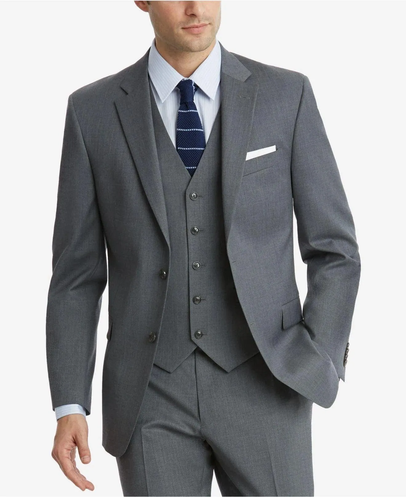 3 Piece Single Breasted Notch Lapel Men's Suit For Wedding (Blazer Vest Pants)