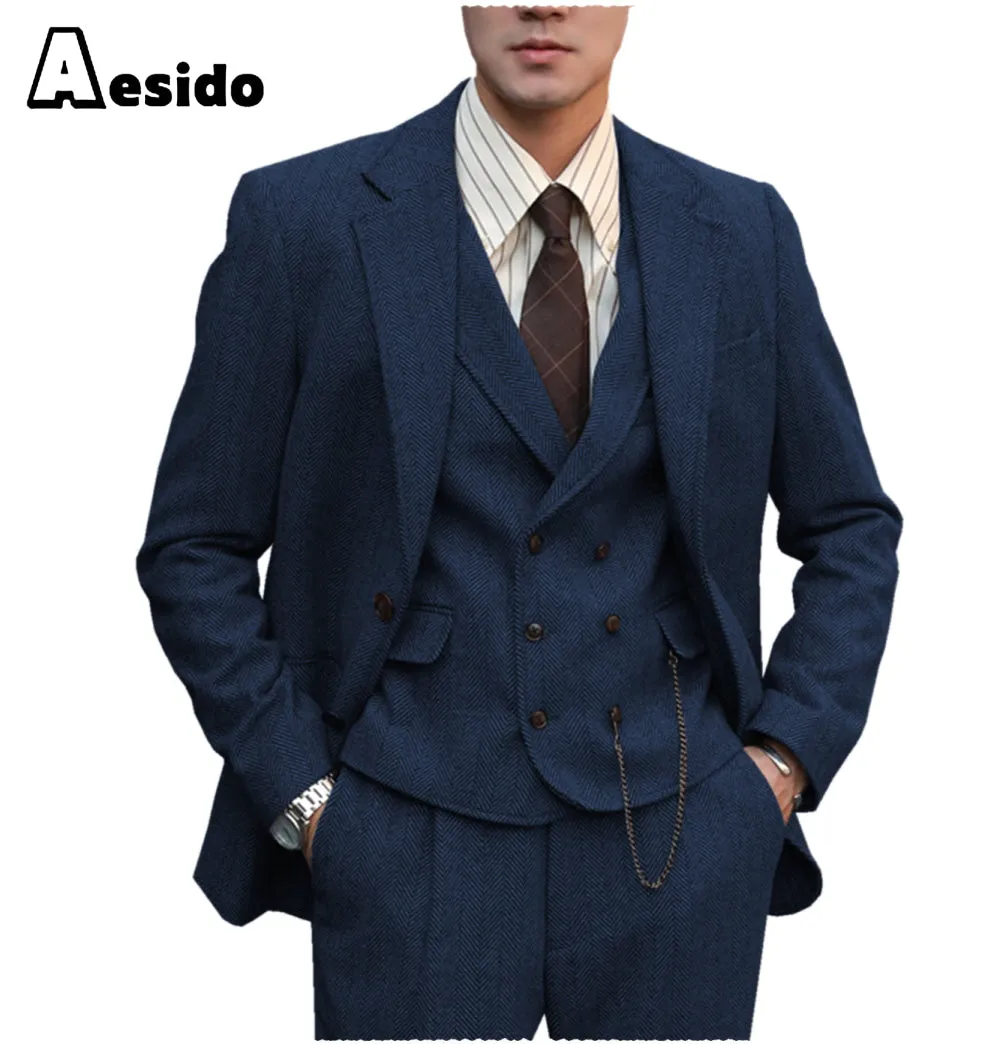 3 Pieces Notch Lapel Men Suit（Blazer Vest Pants）