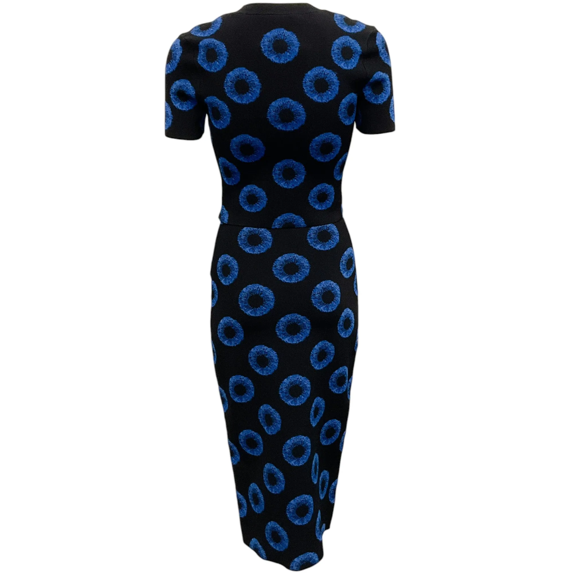 Alexander McQueen Black / Blue Iris Jacquard Knit Skirt and Top Set