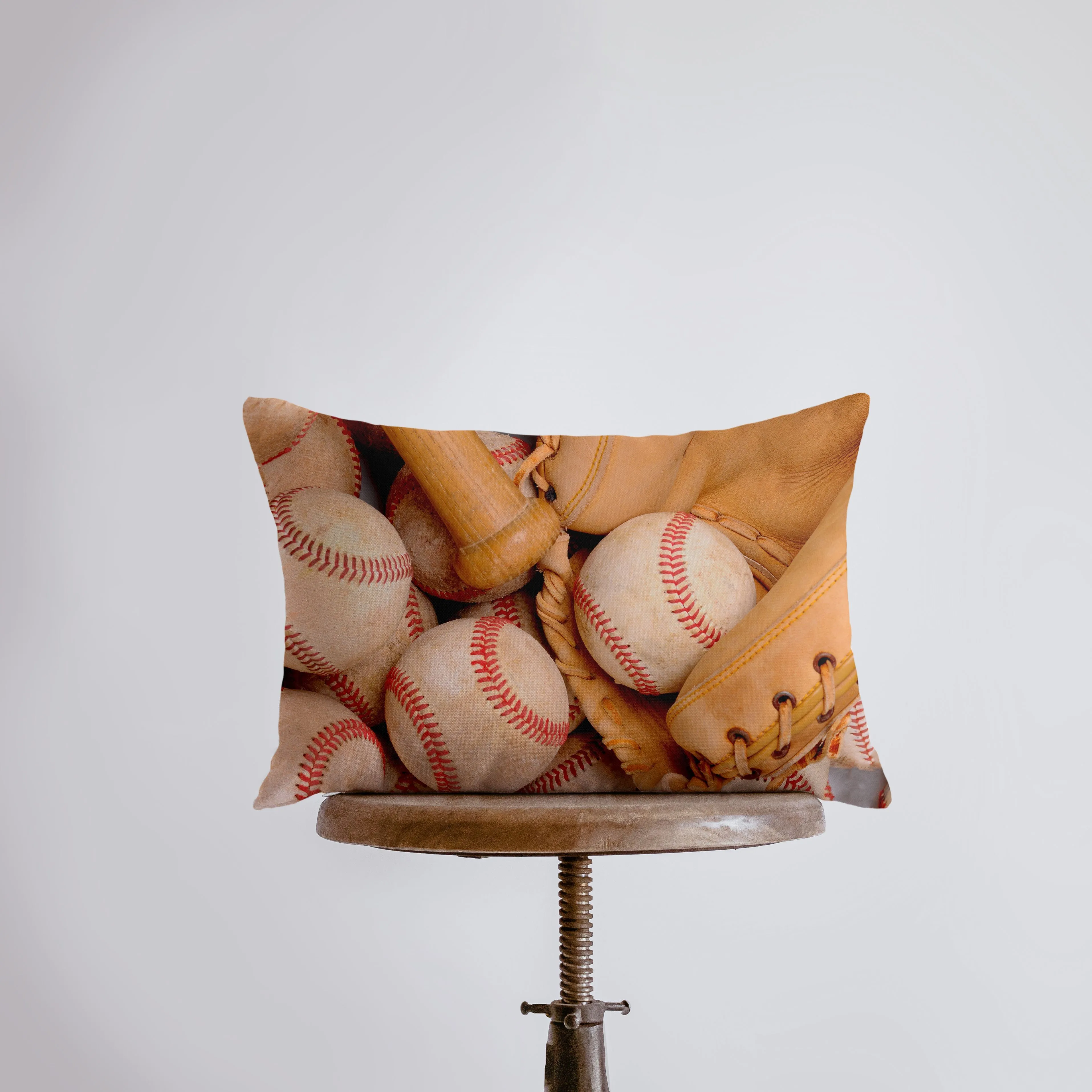 Baseballs With Bat | 18x12 | Baseball Glove | Baseballs | Old Baseballs | Sports Fabric | Sports Fans | Baseball Gifts | Teen Room Decor