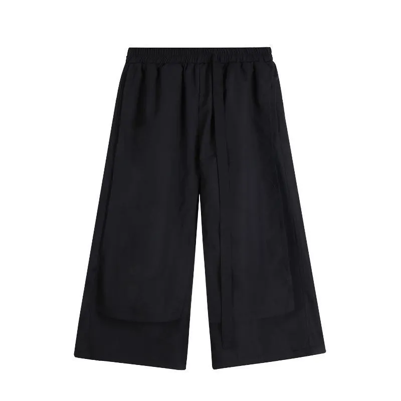 Black Aesthetic Fake Two Piece Wide Leg Loose Pants