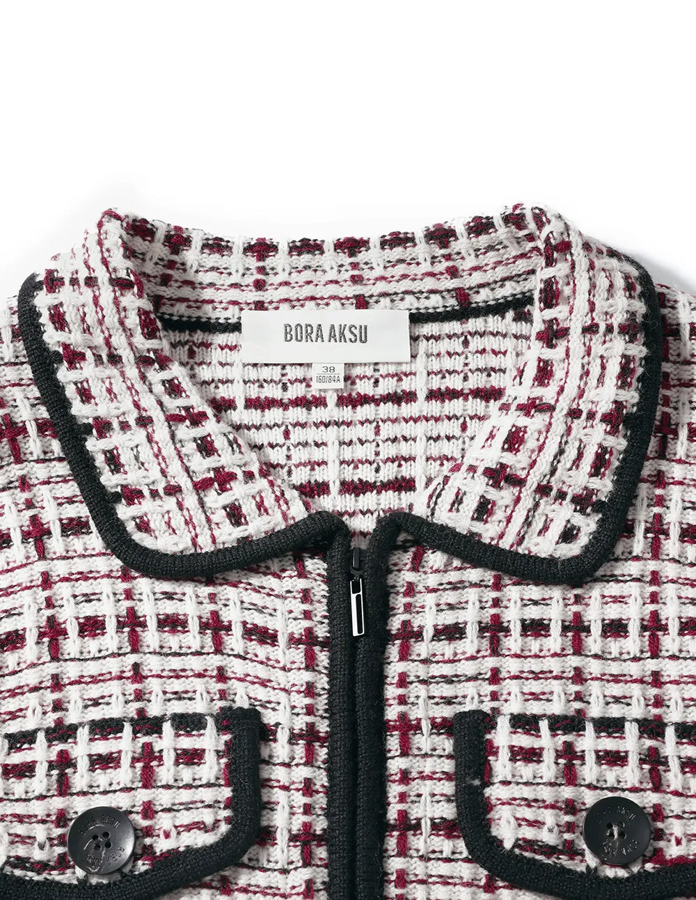 BORA AKSU Check Lapel Wool Knit Cardigan