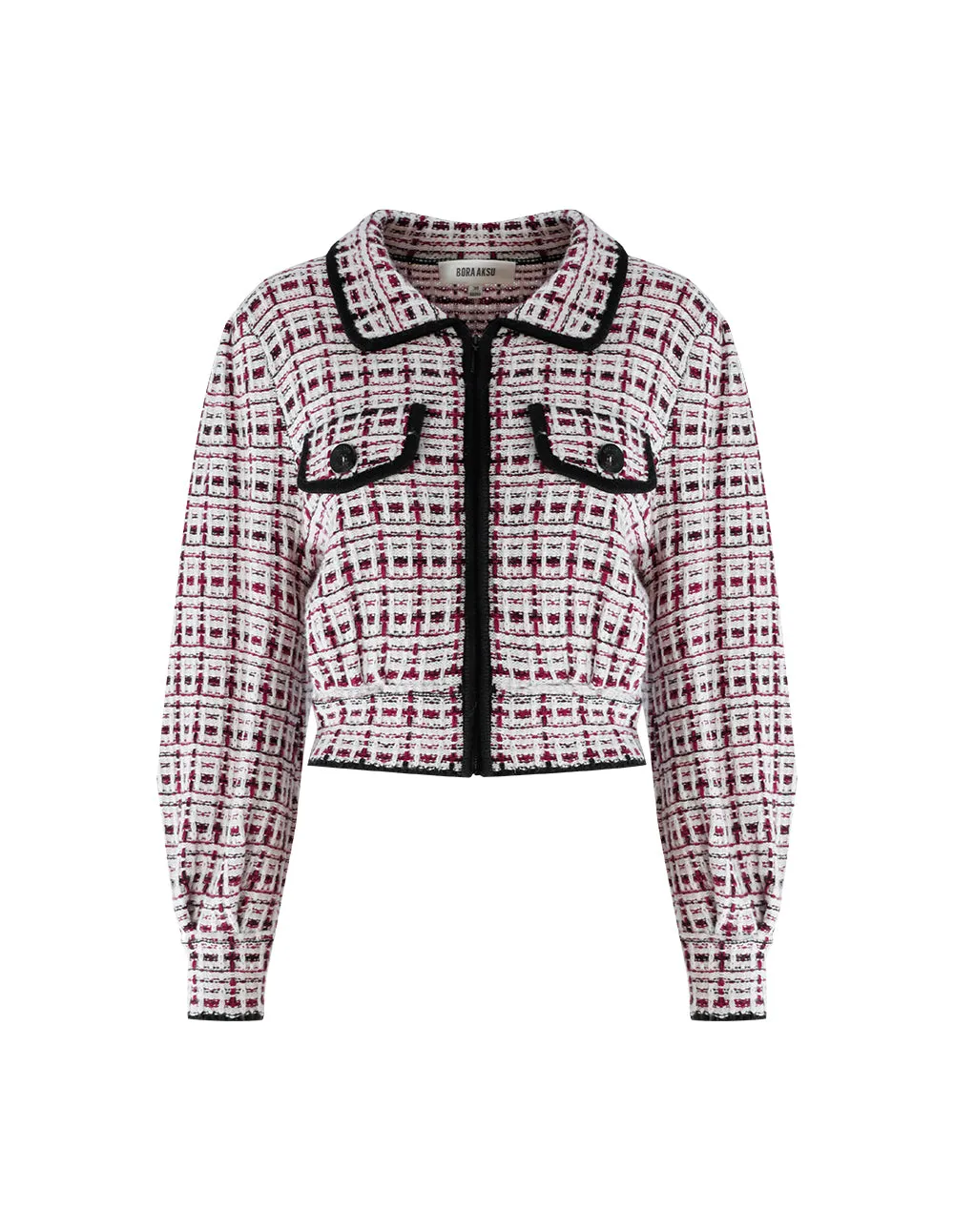 BORA AKSU Check Lapel Wool Knit Cardigan