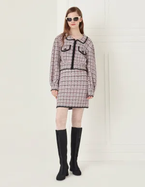 BORA AKSU Check Lapel Wool Knit Cardigan