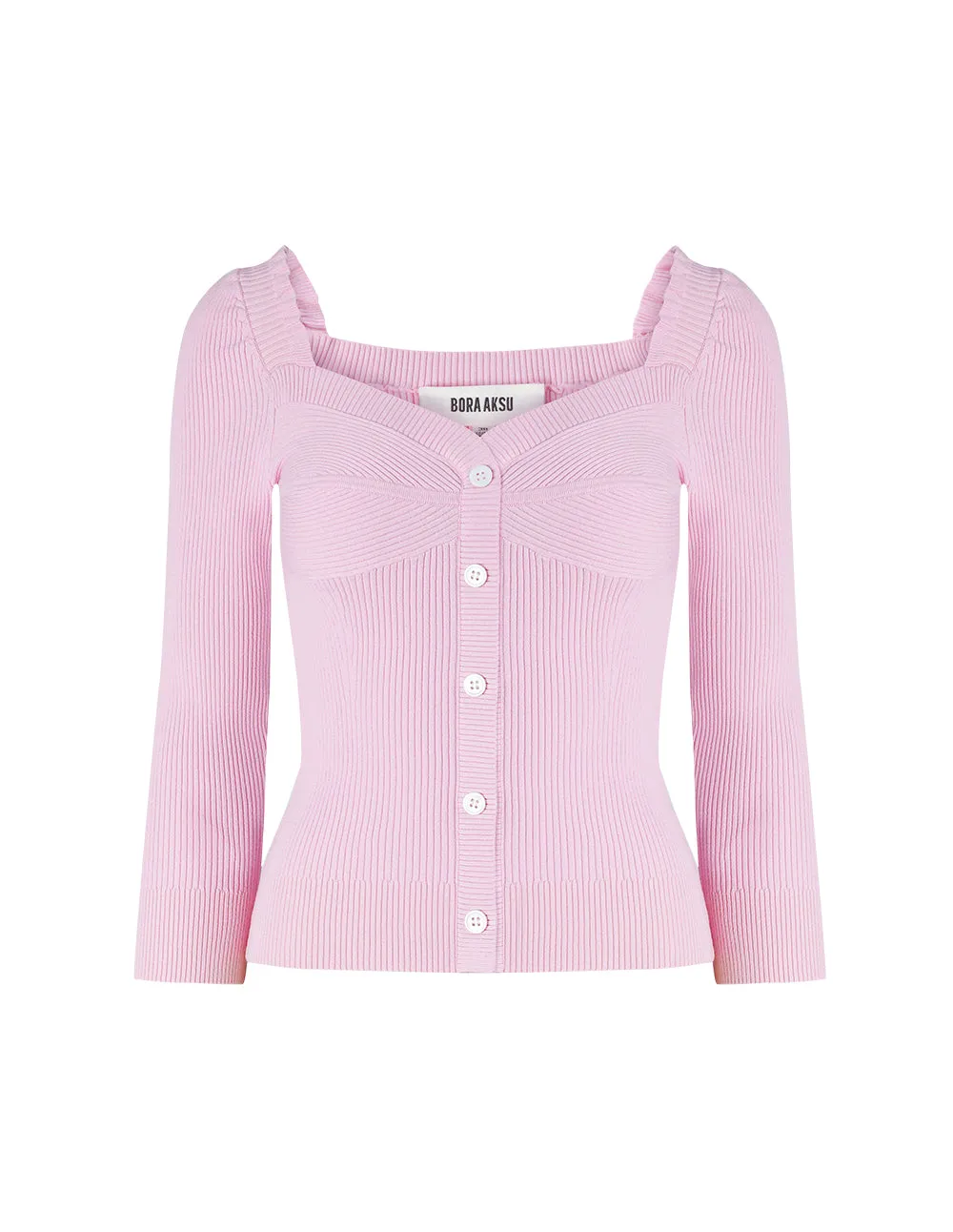 BORA AKSU Heart Shaped Neckline Coral Pink Knitted Sweater