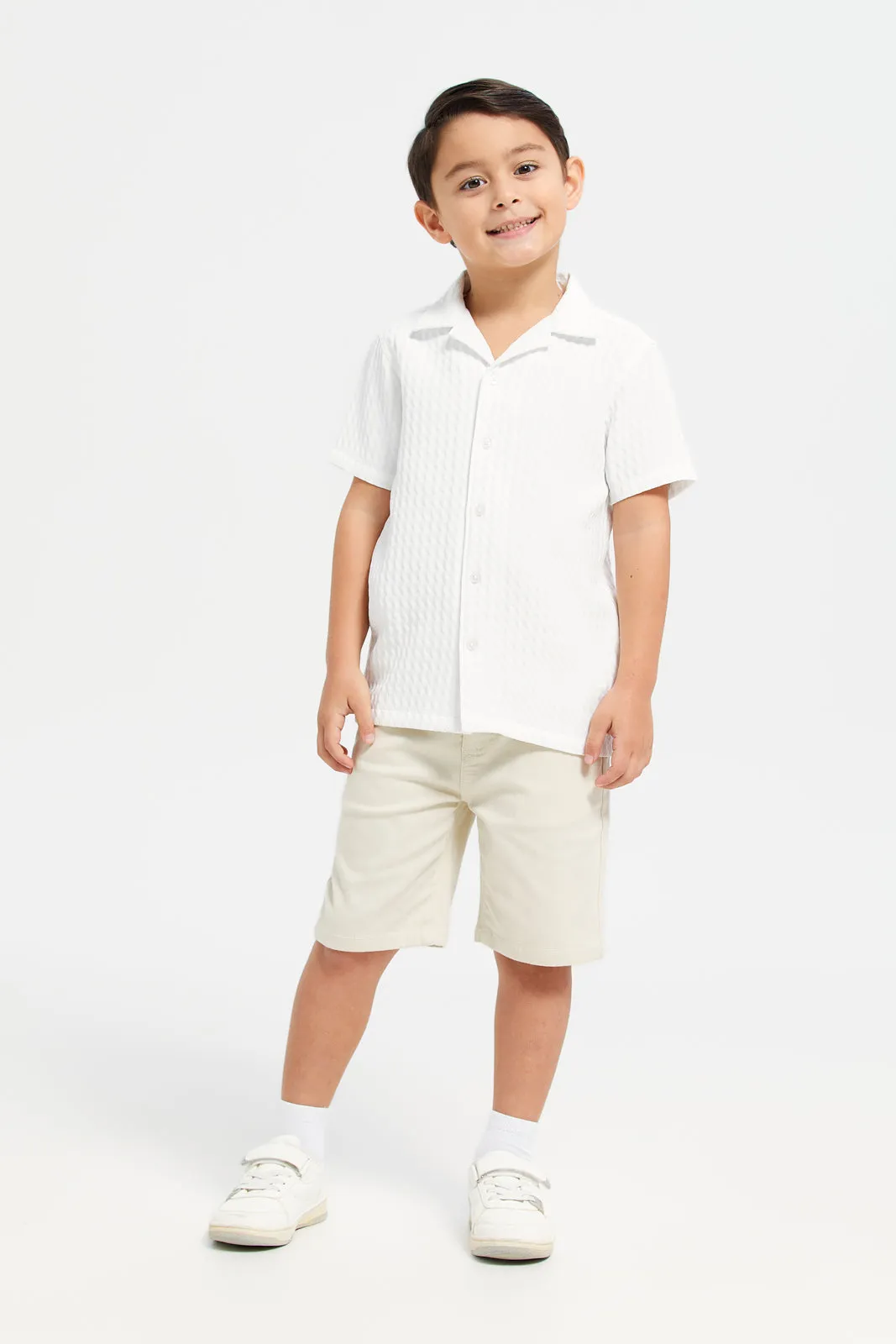 Boys Beige Knee-Length Chino Shorts