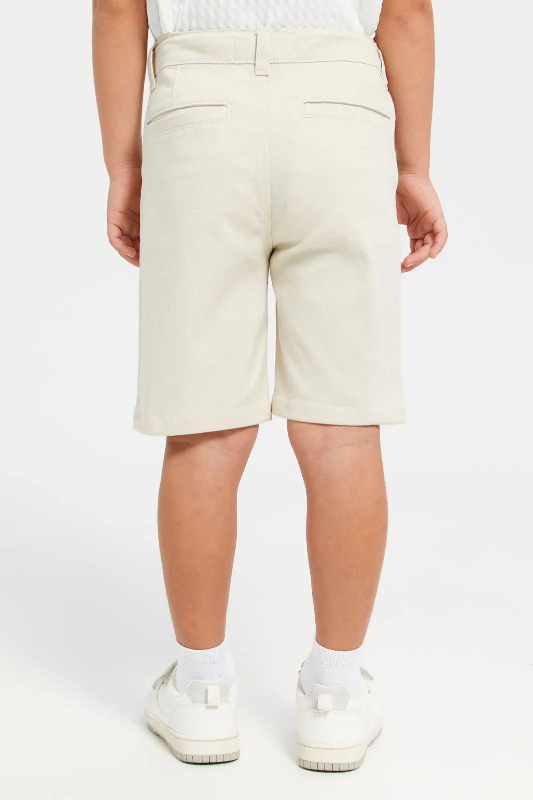 Boys Beige Knee-Length Chino Shorts