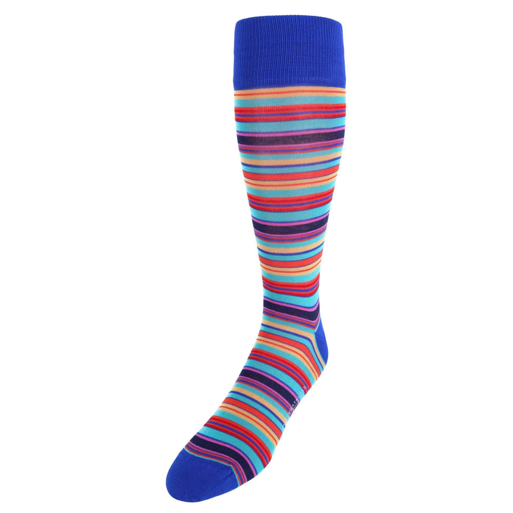 Brady Multi Stripe Mid-Calf Mercerized Cotton Socks