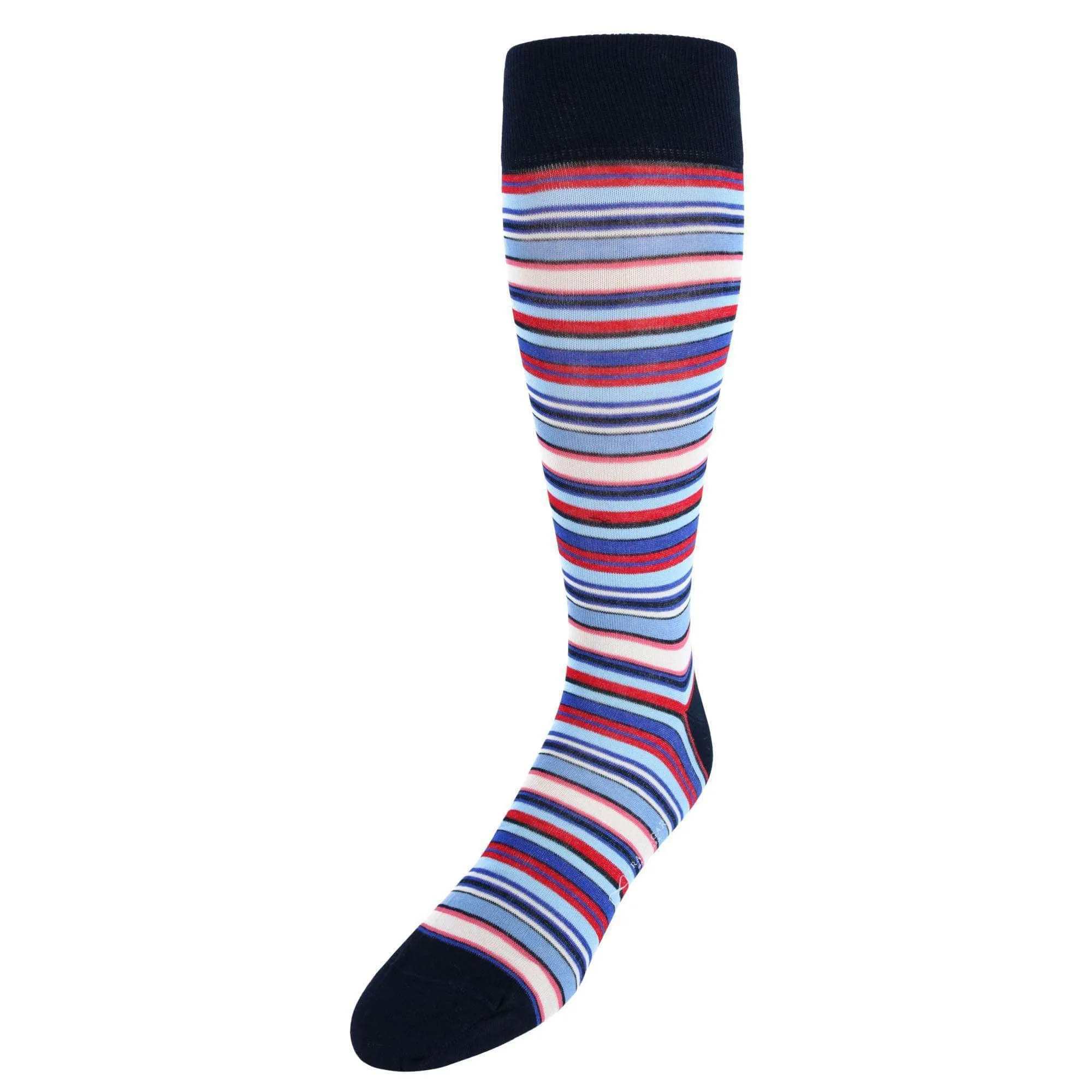 Brady Multi Stripe Mid-Calf Mercerized Cotton Socks