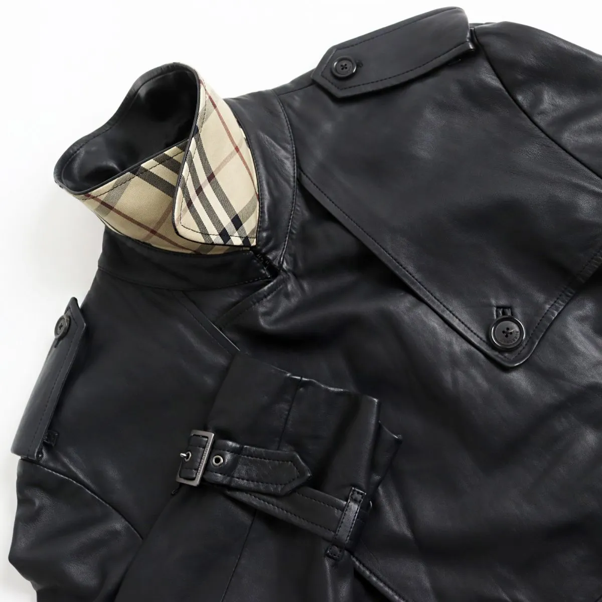 Burberry Lamb Leather Trench Coat Black M