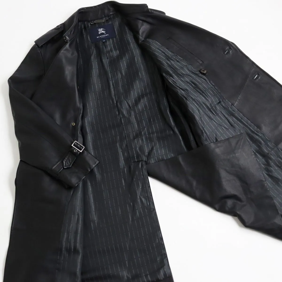 Burberry Lamb Leather Trench Coat Black M