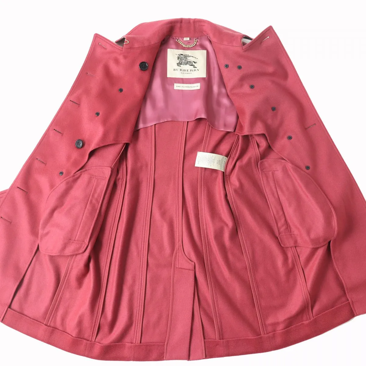 Burberry Sandringham Cashmere Trench Coat Pink