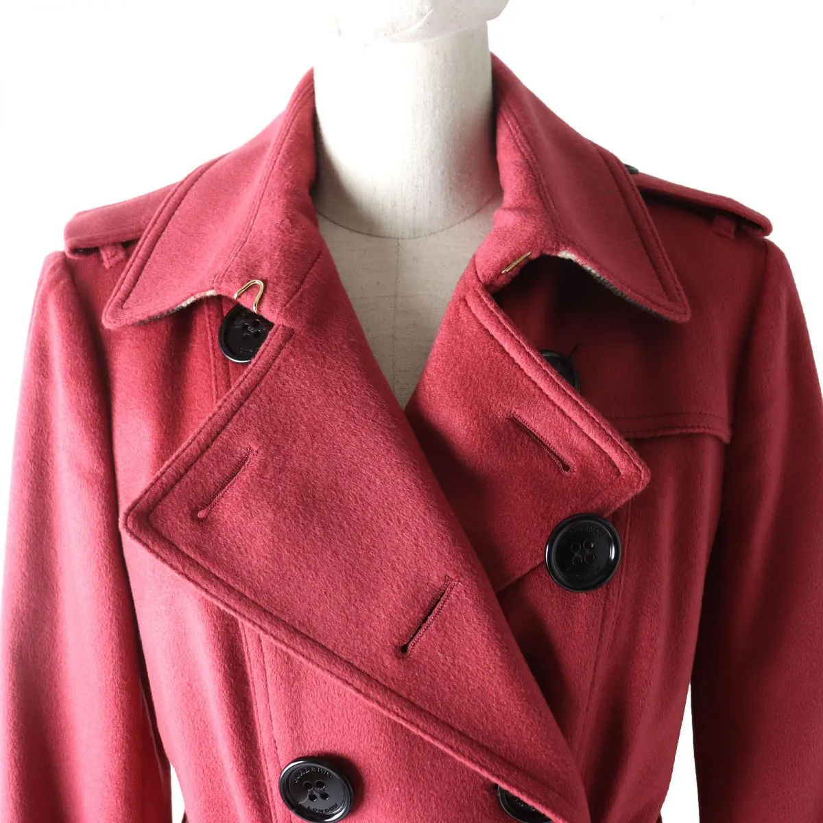 Burberry Sandringham Cashmere Trench Coat Pink