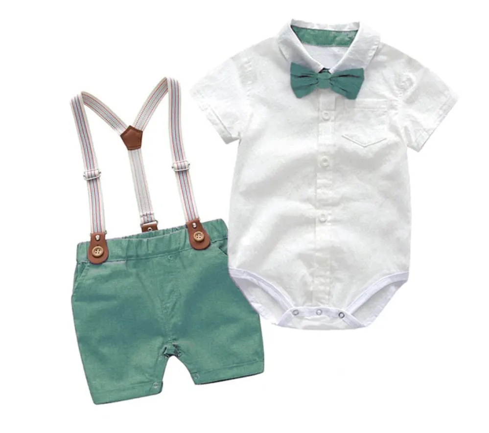 Byron Set - Baby Boy Gentleman Romper Suit Set in Newborn to 24 months