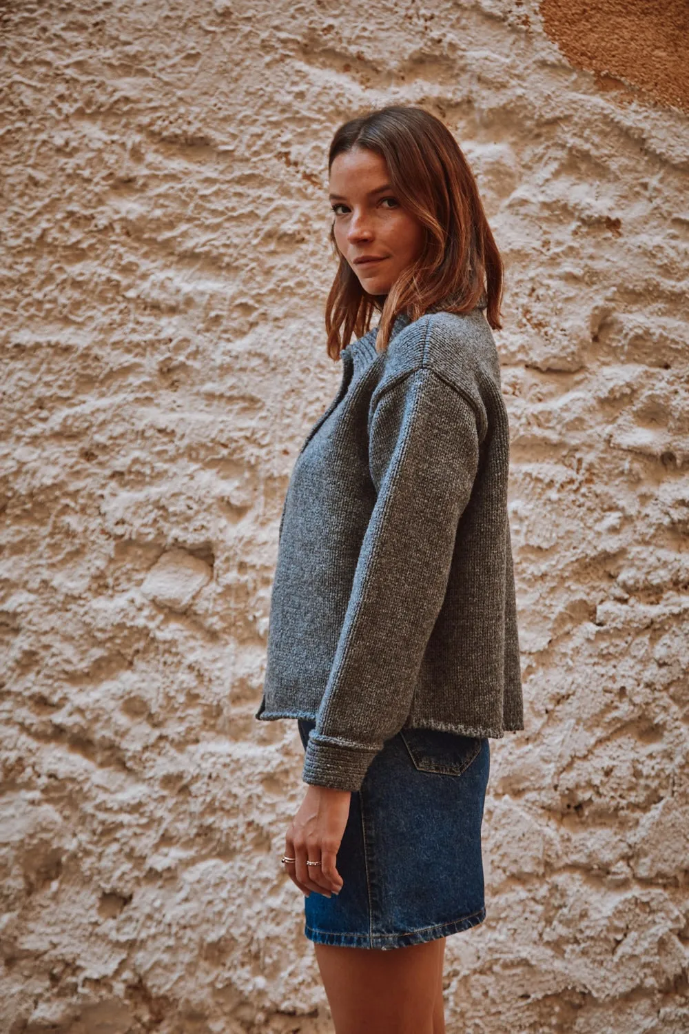 CALAMITY Knit Jacket in Merino Wool - Ash Grey