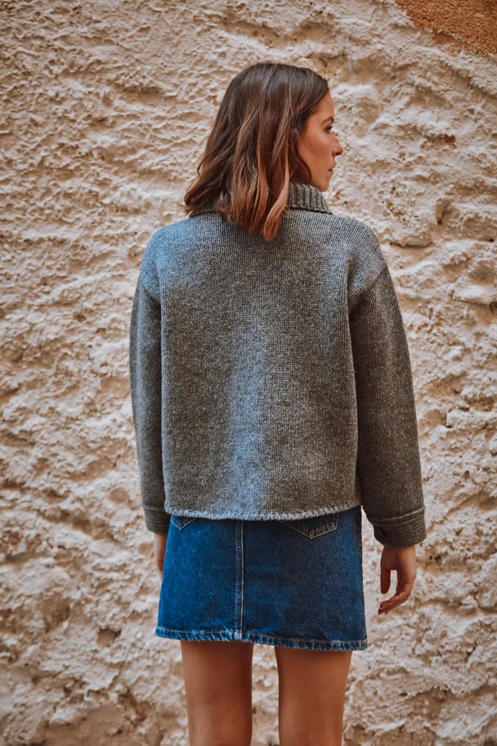 CALAMITY Knit Jacket in Merino Wool - Ash Grey