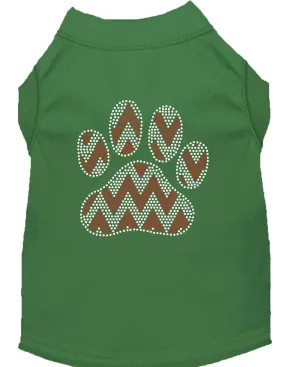 Candy Cane Chevron Paw Rhinestone Dog Shirt Green Xxl (18)