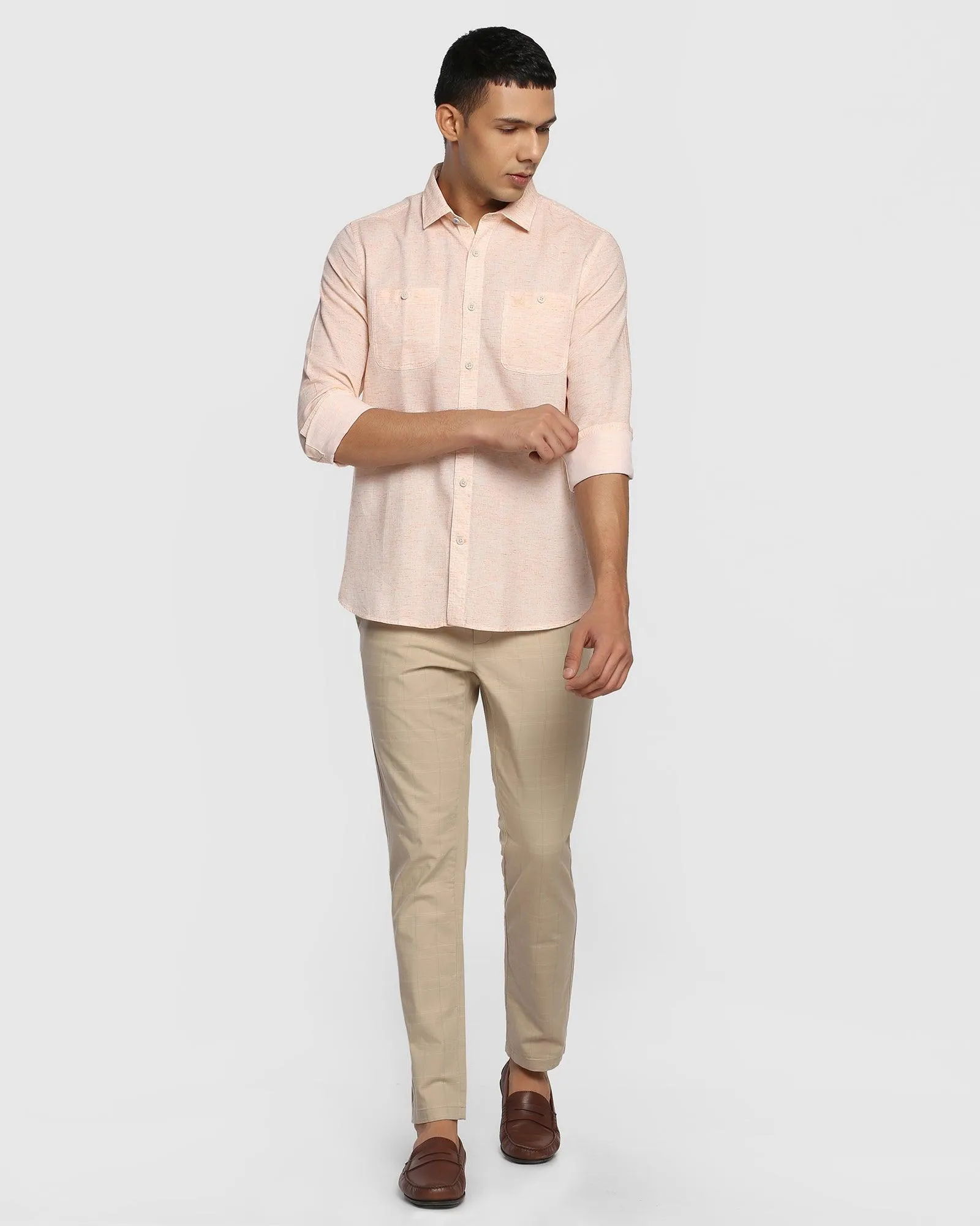 Casual Orange Textured Shirt - Suki