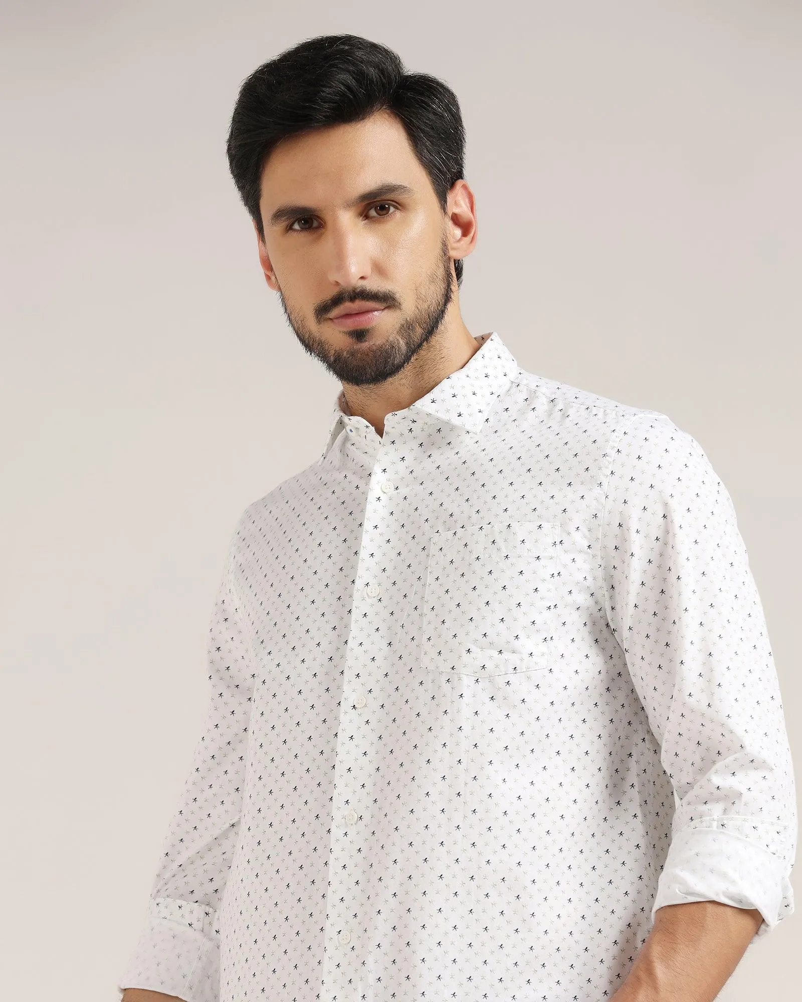 Casual White Printed Shirt - Venga