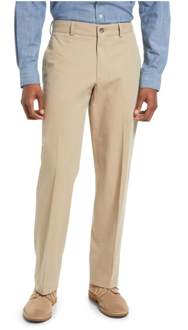 Charleston Khakis Washed Poplin, Flat Front, Regular Rise, Khaki