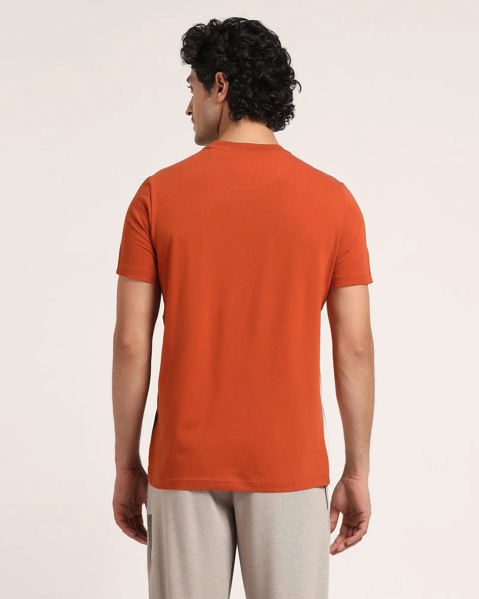 Crew Neck Rust Orange Solid T-Shirt - Bella