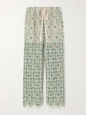 Crocheted wide-leg pants