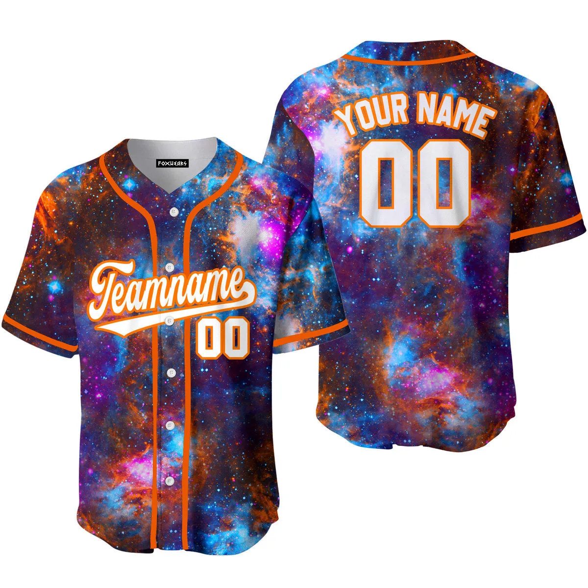 Custom Galaxy Pattern White Orange Custom Baseball Jerseys For Men & Women