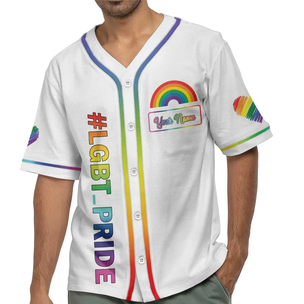 Custom Name LGBT White Phase Pride, Personalized LGBT Baseball Jersey