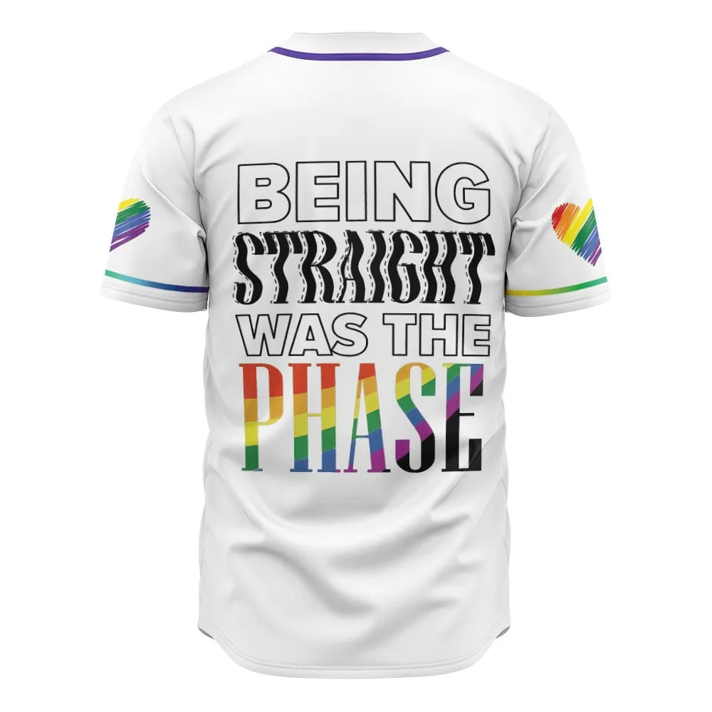 Custom Name LGBT White Phase Pride, Personalized LGBT Baseball Jersey