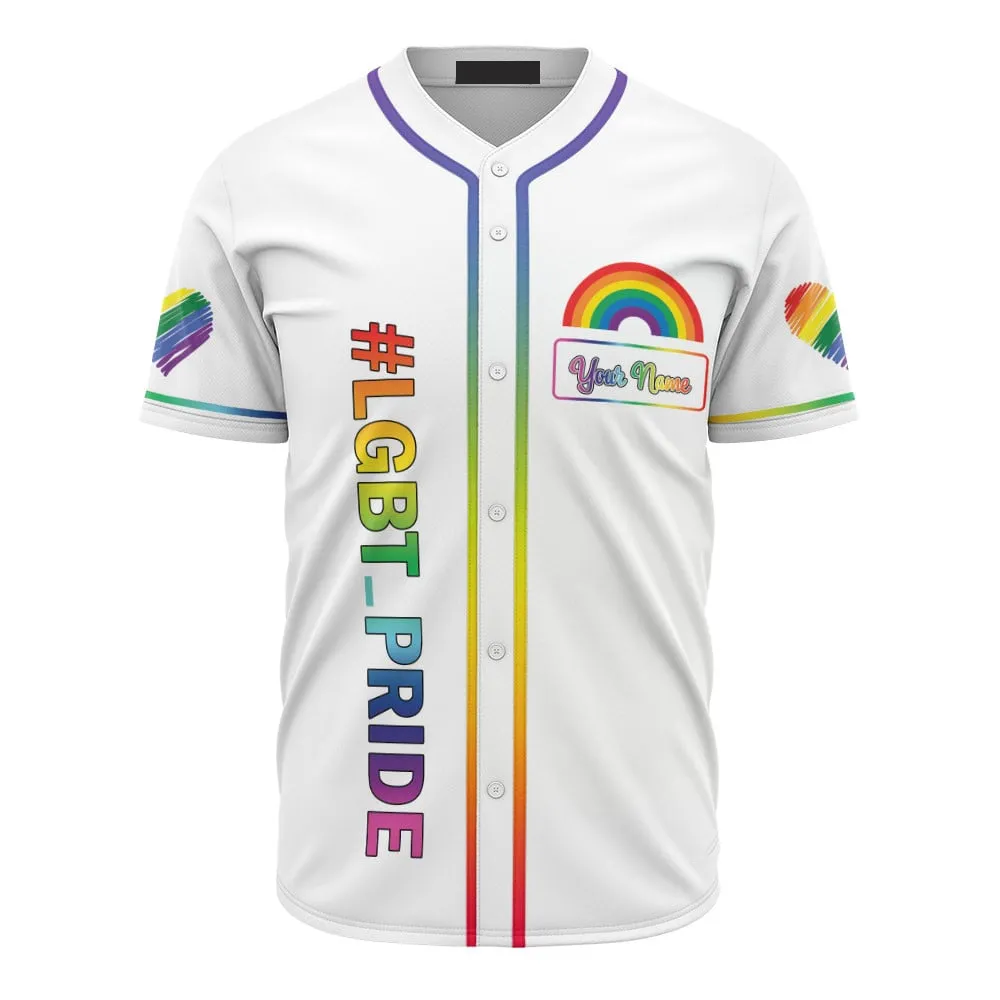 Custom Name LGBT White Phase Pride, Personalized LGBT Baseball Jersey