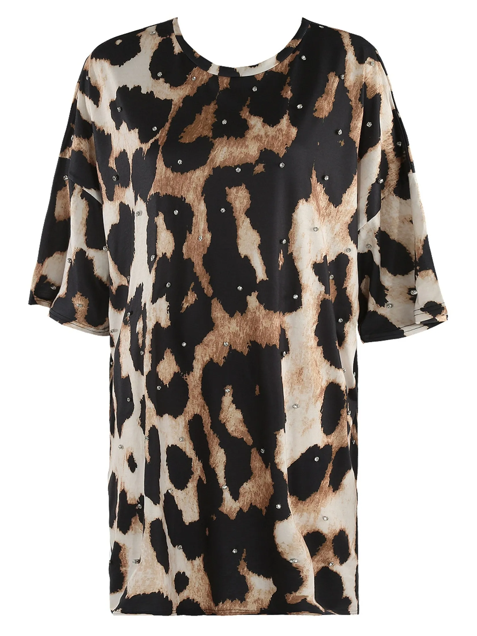 Diamante Leopard Print T-Shirt Dress