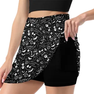 Disney Nightmare Before Christmas Everybody Scream Athletic A-Line Skirt With Pocket Solid Shorts