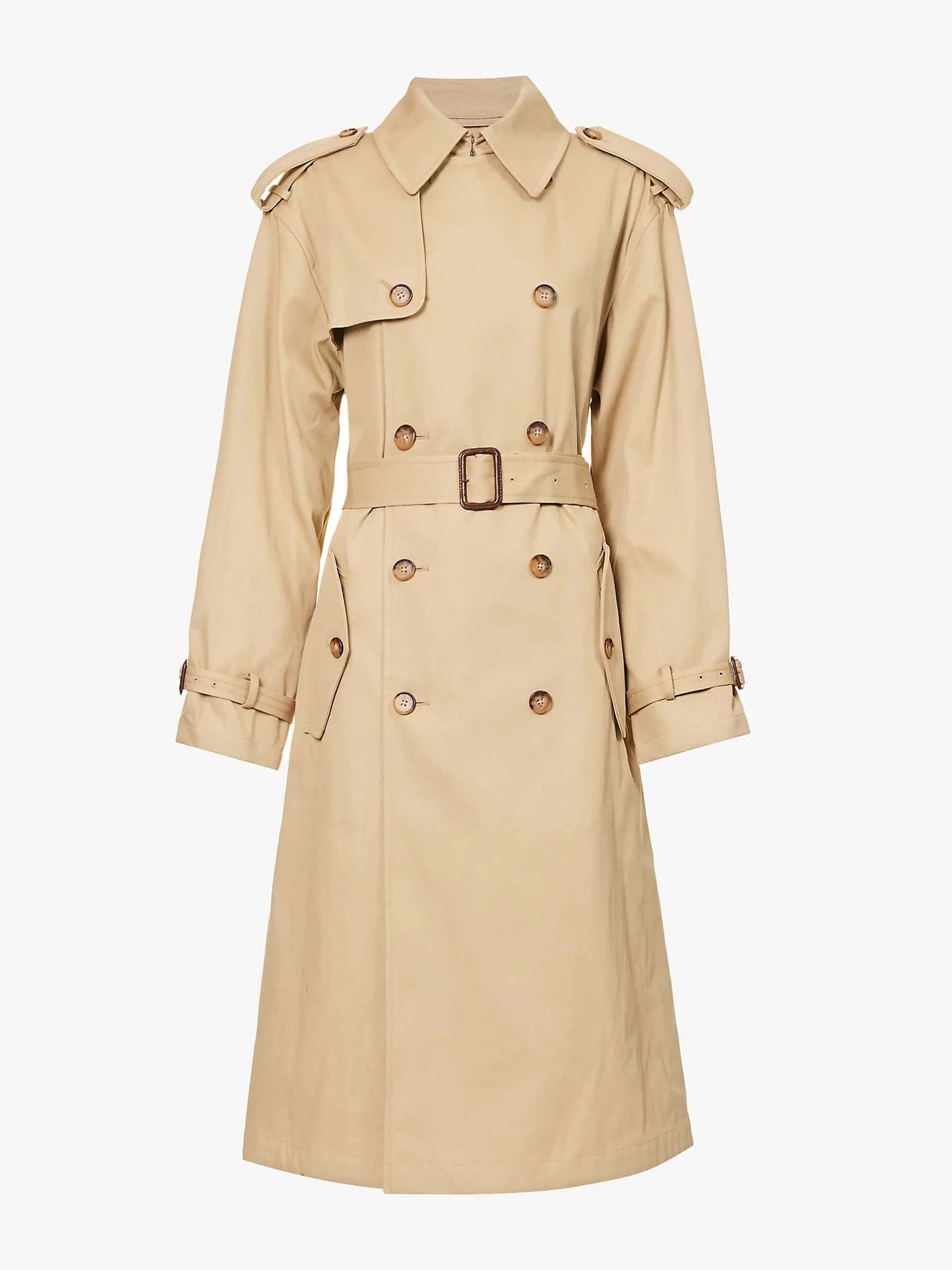 Double-breasted cotton trench coat