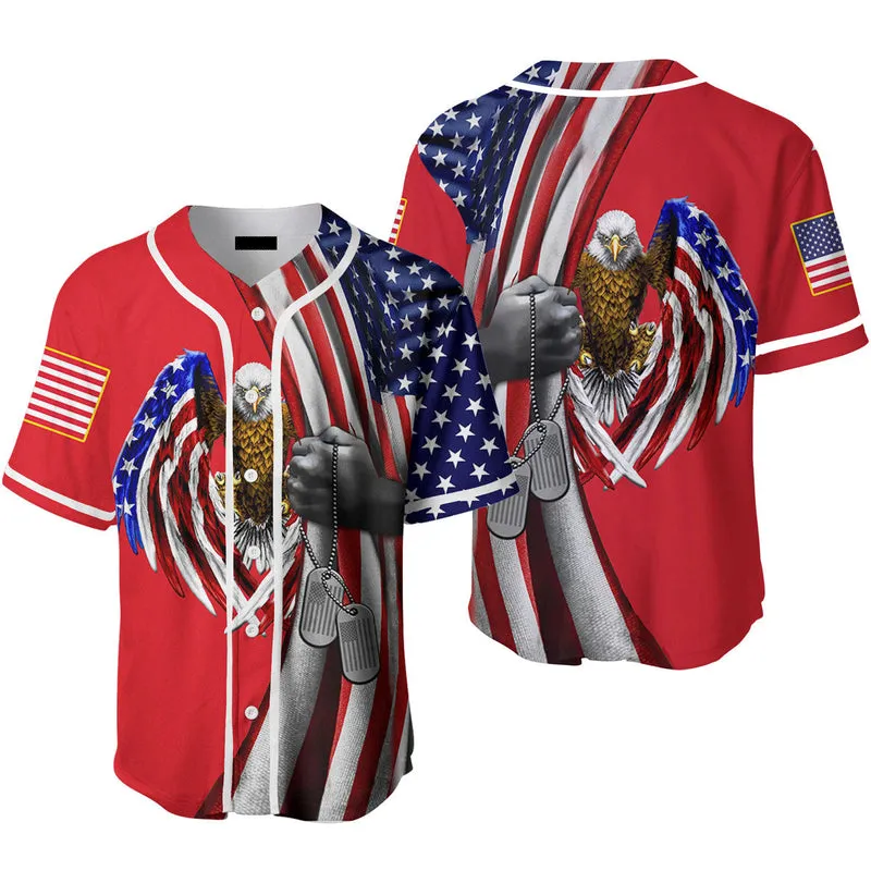 Eagle American Flag Patriotic Baseball Jersey, Idea Gift for Men & Women