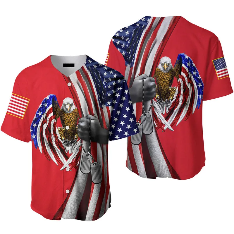 Eagle American Flag Patriotic Baseball Jersey, Idea Gift for Men & Women