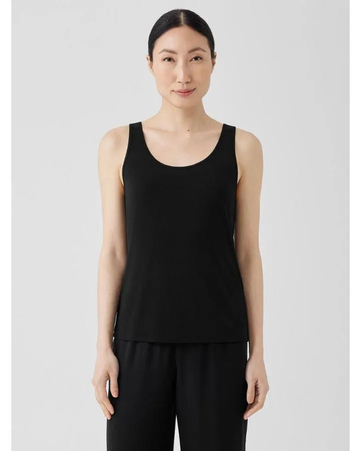 Eileen Fisher Scoop Neck Silk Jersey Tank Top