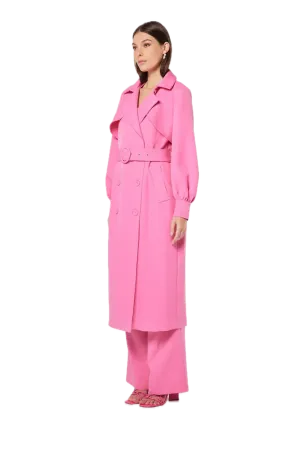 Elliatt Lovely Trench Coat in Pink - Chic Midi with Adjustable Waist Belt