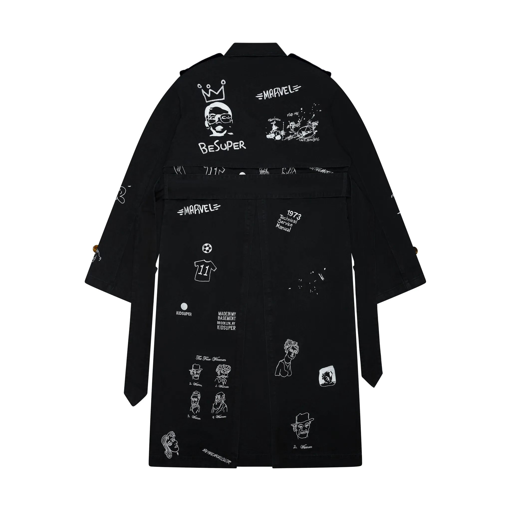 Embroidered Trench Coat [Black]