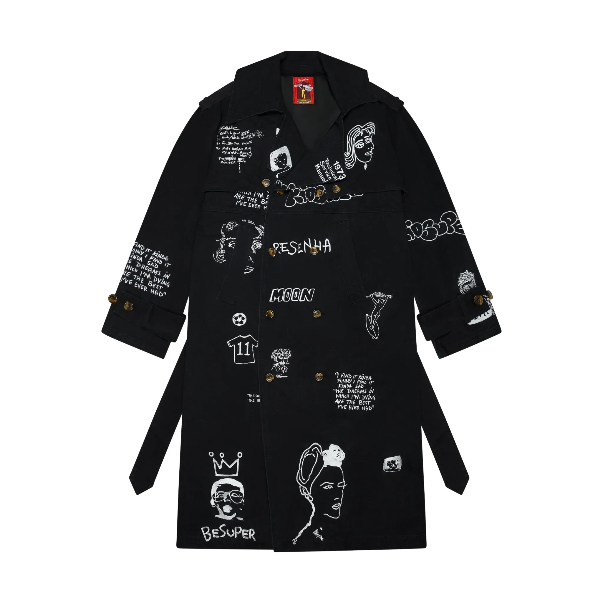 Embroidered Trench Coat [Black]