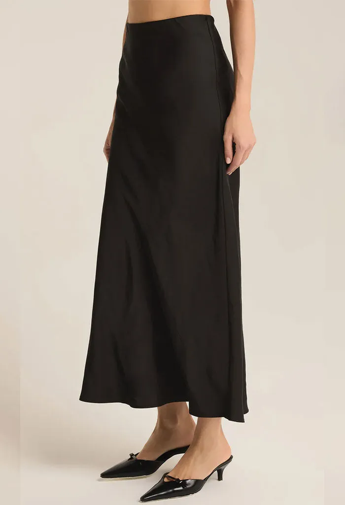 Europa Poly Sheen Skirt-Black