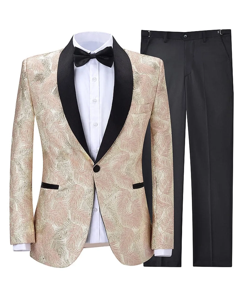 Formal Shawl Lapel Tuxedos Patterned 2 Pieces Mens Suit  (Blazer Pants)