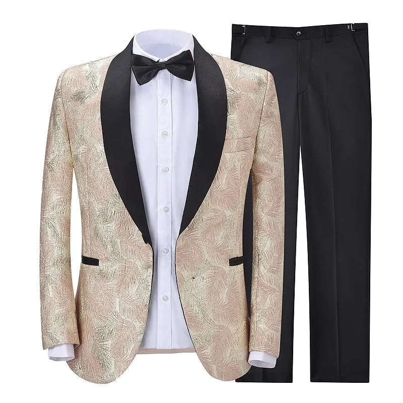 Formal Shawl Lapel Tuxedos Patterned 2 Pieces Mens Suit  (Blazer Pants)