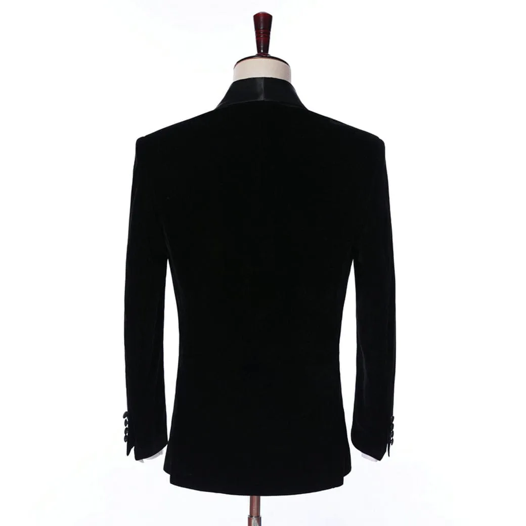 Formal Shawl Lapel Tuxedos Velveteen 2 Pieces Mens Suit (Blazer Pants)