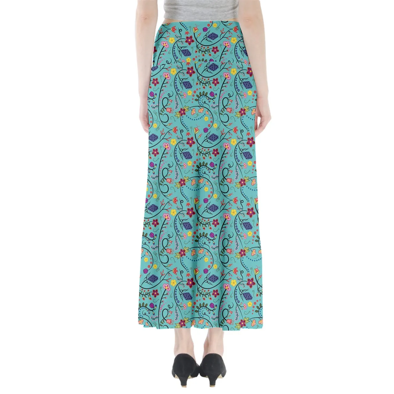 Fresh Fleur Sky Full Length Maxi Skirt